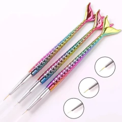 Set X3 Pinceles Linners Mango Sirena Nail Art Deco Uñas - comprar online