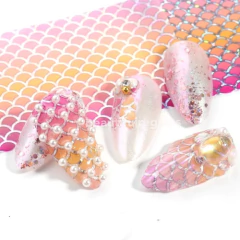 10 Papel Foil Cola De Sirena Escamas Para Decoración De Uñas - M&Q REGALOS