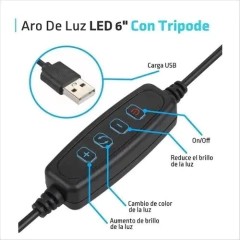 Aro De Luz Led 16cm Profesional Foto Video 3 Luces + Tripode - tienda online