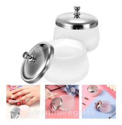 Vaso Dappen De Vidrio Con Tapa Uñas Esculpidas Acrilicas