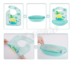 Babero Impermeable Con Recipiente Contenedor Para Bebes - M&Q REGALOS