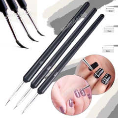 Set 3 Pinceles Liner Pelo Corto Decoracion De Uñas Nail Art