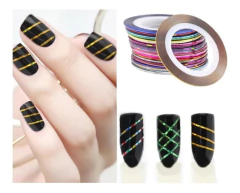 Imagen de 10 Rollos Cintas Decoración De Uñas Metalizados Nail Art