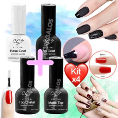 Kit X4 Base Coat Top Matte Cristal City Girl Esmalte Semiper