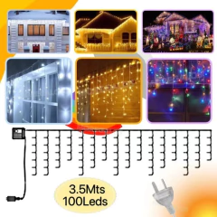 Guirnaldas Lluvia Luz Led Luces Con Enchufe Navidad