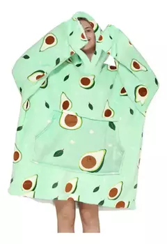 Pijama Buzo Canguro Oversize Capucha Manta Corderito Invierno