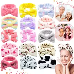 Vincha Maquillaje Limpieza Facial Terciopelo Moño*3