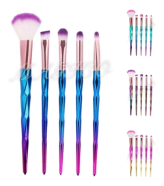 Set 5 Brochas Suaves Mango Tornasolado Degrade Maquillaje
