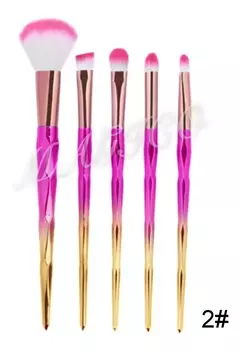 Set 5 Brochas Suaves Mango Tornasolado Degrade Maquillaje - tienda online