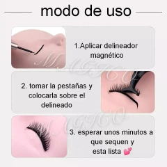 Imagen de Pestañas Magnéticas 5 Imánes Delineador Magnético Aplicador