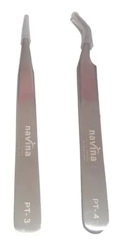 Pinzas Navina Curva Y Recta Para Extensión De Pestañas - comprar online