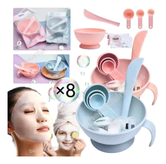 Set Kit Para Mascarilla Facial Bowl Cuchara Espátula X8 Un.