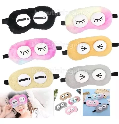 Antifaz De Ojitos Peluche P/dormir Descanso Viaje Relajante