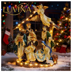 Pesebre Con Luz Musica Decoración Navidad Luvina Pilas Usb - M&Q REGALOS