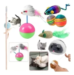 Kit X7 Juguetes Para Gato Interactivos Raton Vibrador Hierba