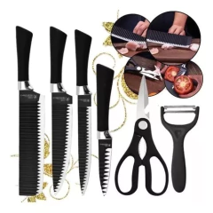 Set De Cuchillos Negros Profesionales 6 Piezas Chef Cocina