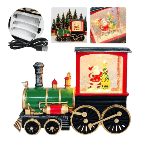 Adorno Con Luz Sonido Forma Tren Navideño Luvina Pilas Usb