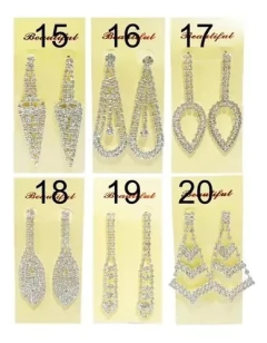 Kit Set Collar Aritos Colgantes Strass Argolla Aro Solitario - tienda online