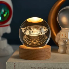 Lampara Velador Creativa Esfera De Cristal 3d Led A Usb - M&Q REGALOS