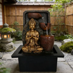 Fuente De Agua Mediana Buda Armonía Descanso Deco Pureza