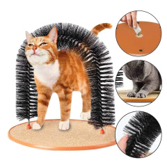 2 En 1 Arco De Gato Auto Rascador Cepillo Relajante Juguete