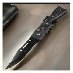 Cuchillo Navaja Plegable Defensa Personal Automática Acero - M&Q REGALOS
