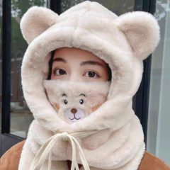 Gorro Cuello Pasamontañas Polar Grueso Kawaii Orejitas - tienda online