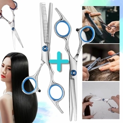 Set 2 Tijeras Profesional Corte Pelo Filo Navaja+ Desmechado