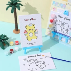 Imagen de Kit De Arte Para Niños Atril Bastidor Pincel Tela Temperas