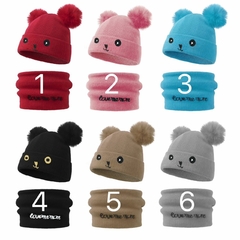 Combo Gorro + Cuello Lana Invierno Corderito Niños Infantil