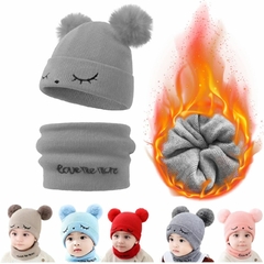 Combo Gorro + Cuello Lana Invierno Corderito Niños Infantil - comprar online