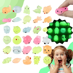 10 Muñequitos Brilla Oscuridad Animalitos Mini Anti Stress - comprar online