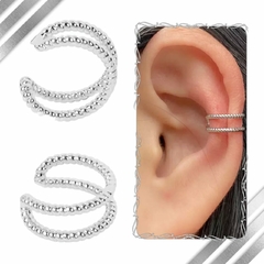 Arito Doble A Presion Para Arriba De La Oreja Aros Plateado