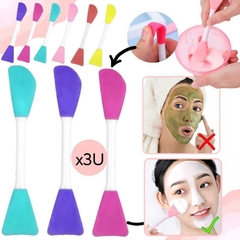 Brocha X3 Pincel Doble Punta Silicona Espatula Mascarillas