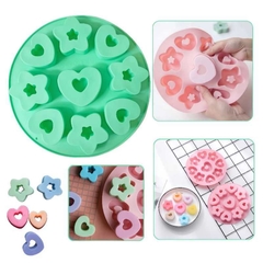 Molde De Silicona Corazones Y Estrellas Chocolates Reposteria