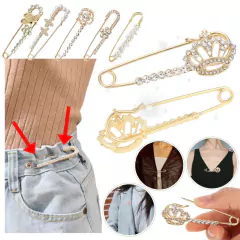 Broches Pasador Para Ajustar Ropa Pantalones Brillos Strass