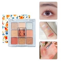 Paleta 9 Sombras De Ojos Mate Glitter Metalizadas Brillos