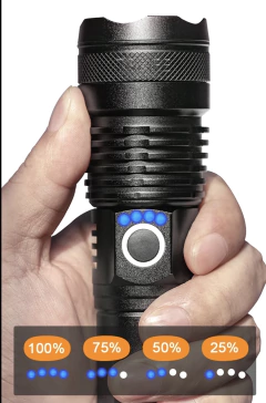 Imagen de Linterna Tactica P50 Led Recargable Usb Pilas Zoom Luz
