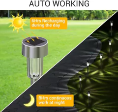 10 Estacas Lámparas Jardín Luz Led Carga Solar Camino Deco - comprar online