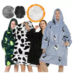 Pijama Buzo Canguro Oversize Capucha Manta Corderito Invierno - comprar online