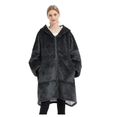 Maxi Buzo Con Cierre Oversize Corderito Pijama Campera Manta
