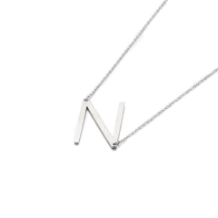 Cadena Collar Con Inicial Grande Acero Quirurgico Dije Letra - M&Q REGALOS