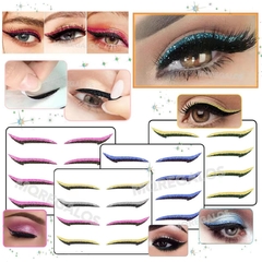 X3 Sticker Adhesivo Delineado Glitter Eyeliner 5 Pares Facil