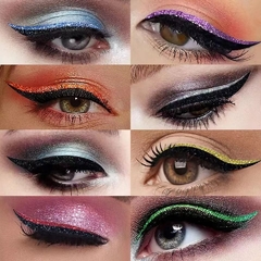 X3 Sticker Adhesivo Delineado Glitter Eyeliner 5 Pares Facil en internet