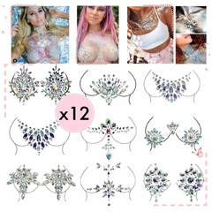 X12 Strass Gemas Autoadhesiva Para El Pecho Cuerpo Cara Look