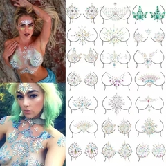 X1 Strass Gemas Autoadhesivas Para El Pecho Cuerpo Cara Look - comprar online