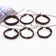 Conjunto Pulsera Brazalete Hombre Moda Soga Cuero Brazalette - comprar online