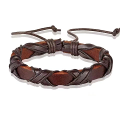 Conjunto Pulsera Brazalete Hombre Moda Soga Cuero Brazalette