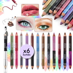Delineador De Ojos Lapiz Sombras Labios 3 En 1 Multiuso X6
