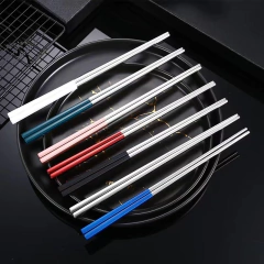 Set Juego De 5 Pares Palitos Chinos Acero Inoxidable Sushi - comprar online